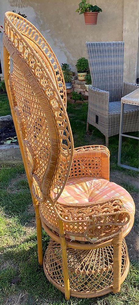 Rotan Pauwenstoel, jaren 70 – Fauteuils (photo 2 of 6)
