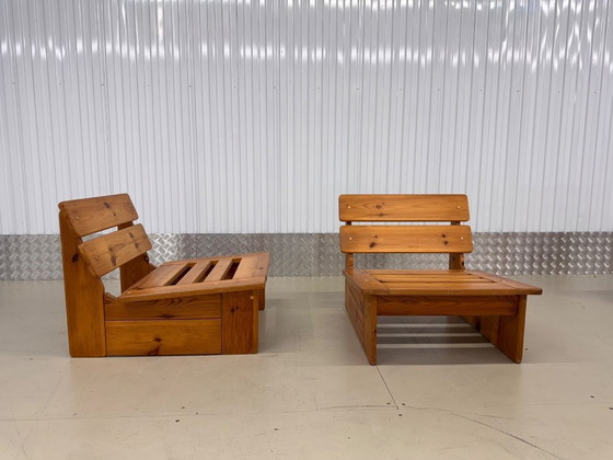 Image 1 of 6 brutalistische architectonische klooster lounge stoelen modulaire set van 6