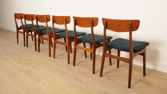 Image 1 of 6 x eetkamerstoelen | Schiønning & Elgaard | Teak | Opnieuw gestoffeerd