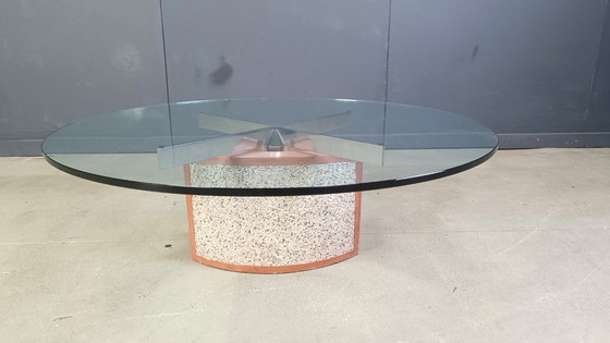 Image 1 of Mesa de centro de hormigón pintado y cristal Giorgio Saporiti de Saporiti Italia
