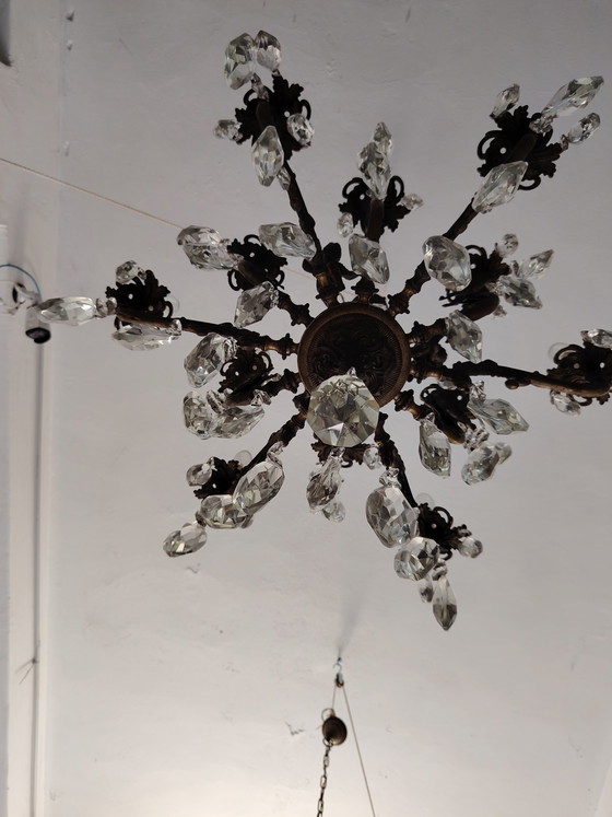 Image 1 of Kronleuchter aus Bronze und Glas aus Böhmen