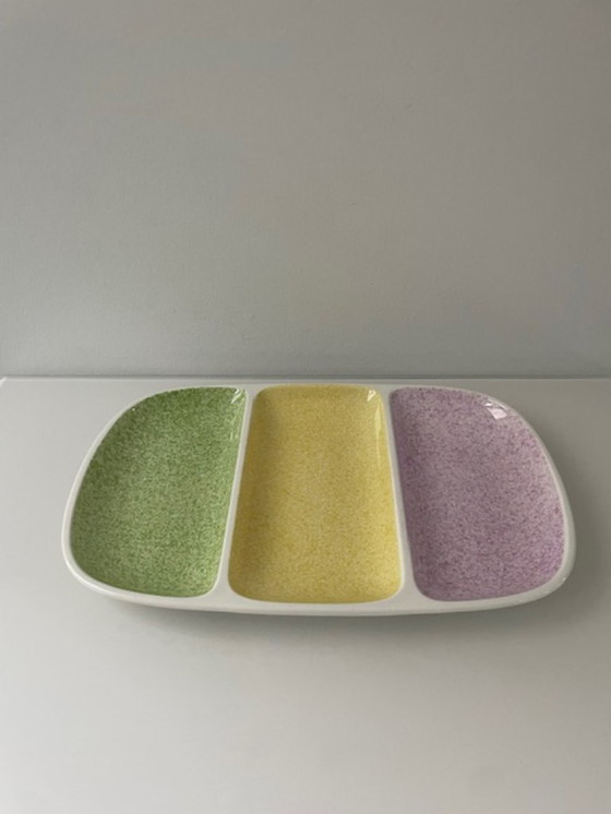 Image 1 of Vintage Gien France serving dish with pastel sections