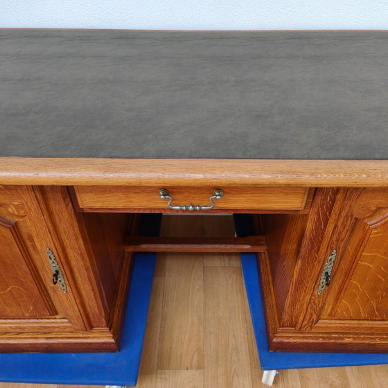 Image 1 of Escritorio de banquero antiguo de roble, escritorio de madera, oficina