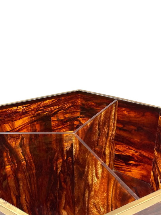 Hollywood regency important lucite and brass table bar tray, Italy 1970, Table accessories, Plastic, Metal (photo 7 of 9)