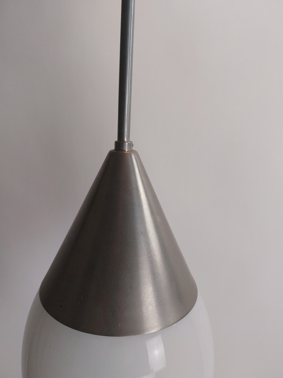 1 x Set Giso Drop Lamps in Opal White 1970s – Pendant lamps, Glass, Metal, Vintage (photo 3 of 8)