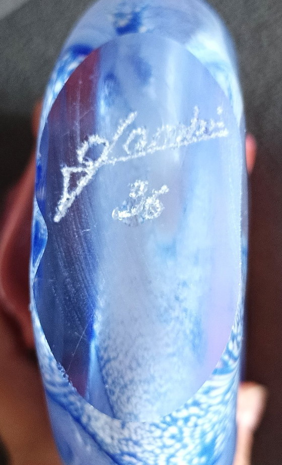 Image 1 of Skulpturale Vase aus mundgeblasenem Glas, signiert Gambier 1996 – Französische Glaskunst