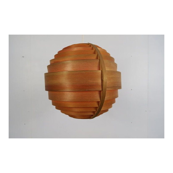 Image 1 of Vintage wooden pendant lamp Hans Agne Jakobsson Sweden 1960