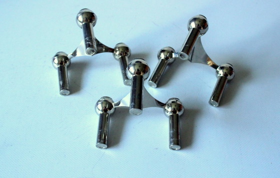 3 Design Kerzenleuchter von Stoffi Nagel für BMF, Nagel & Stoffi, Kerzenhalter, Silber, Vintage (Foto 4 von 6)