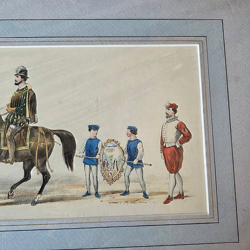 Handkolorierte Lithografie von Pieter Willem Marius Trap