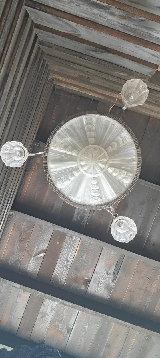 Original Jugenstihl chandelier. – Iron, Glass (photo 6 of 12)