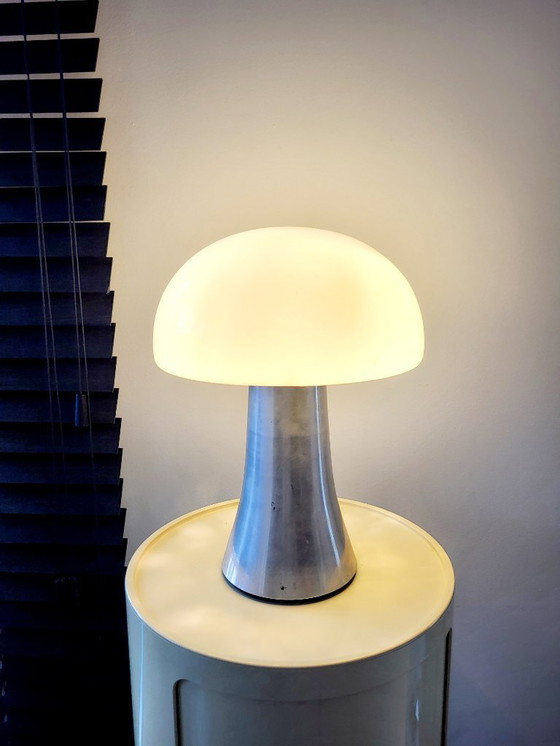Image 1 of Mushroom lamp XL, heavy stainless steel table lamp, 1980s