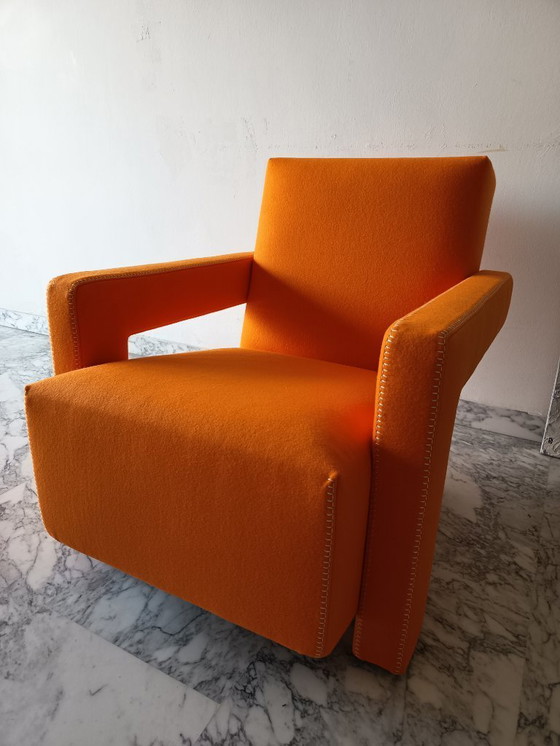 Image 1 of Fauteuil CASSINA Utrecht 637 en Laine Kvadrat Orange 13L par Gerrit Thomas Rietveld