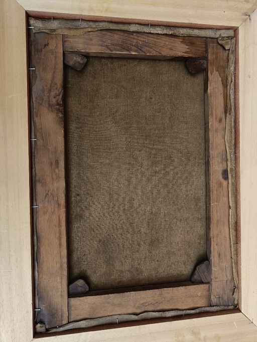 Ancient Oil Painting on Canvas 19th Century