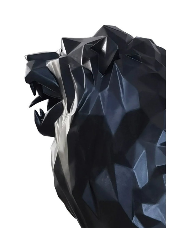Image 1 of Fiberglas-Skulptur – Löwe – Schwarz