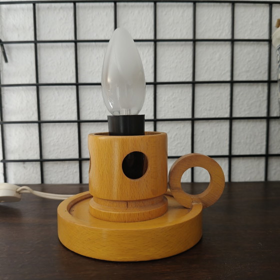 Image 1 of Vintage Scandinavian Wooden Design Lamp – Sculptural Table Lamp – Folk Modern Style