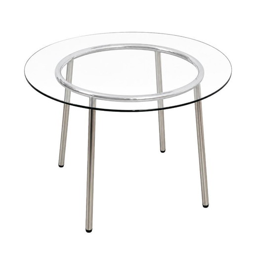 Mesa de cristal, diseño italiano, década de 1980, fabricada en Italia.