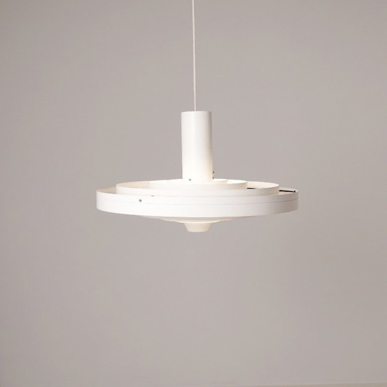 Image 1 of Fog & Mørup Fibonacci hanging lamp - Sophus Frandsen - Danish design 1960s - vintage white metal ceiling lamp