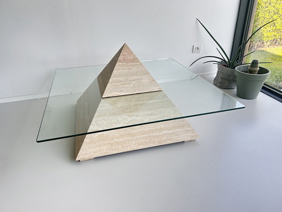 Image 1 of Vintage travertine pyramid coffee table