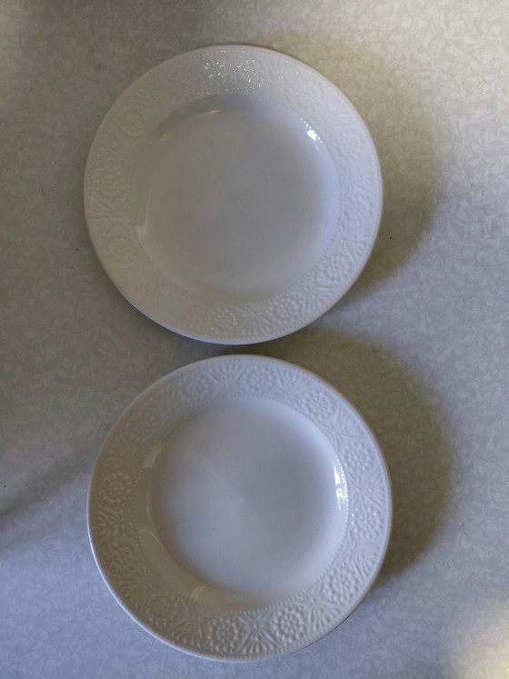 Boch Frères La Louvière piatti, bianchi con bordo decorativo, Stoviglie, Porcellana, Bianco, Klassiek (foto 5 di 5)