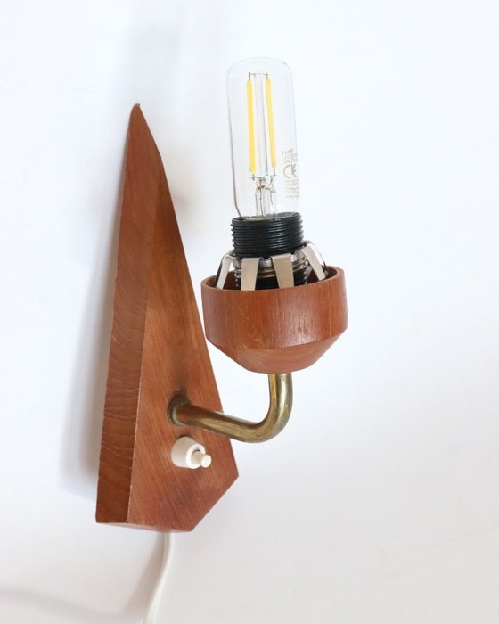 Image 1 of Ensemble de lampes murales vintage en teck et verre dépoli