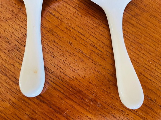 Image 1 of Plat à pâtisserie et pelles à gâteaux vintage en porcelaine de Gien, ensemble de 3