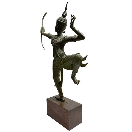 Antiek bronzen Rama beeld uit Thailand – krachtige hofstijl met beweging – lot 464 – Beeldhouwkunst, Wood (photo 8 of 25)