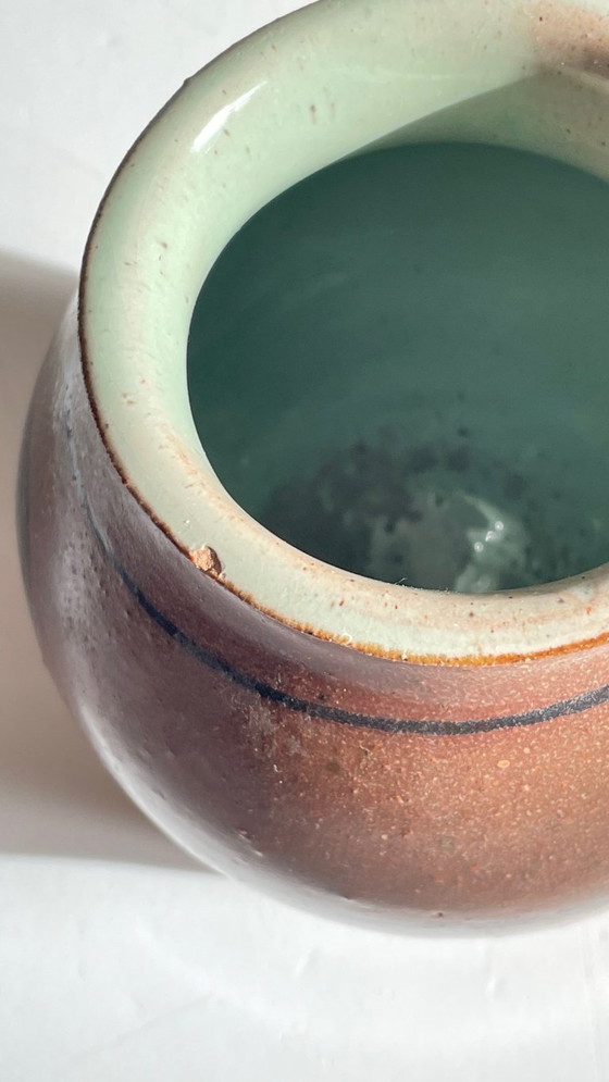 Image 1 of Vintage Signed Handcrafted Stoneware Vase