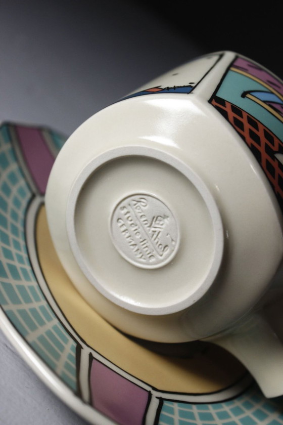 Image 1 of Dorothy Hafner & Rosenthal Studio Linie - Flash cup & saucer 1980s Memphis