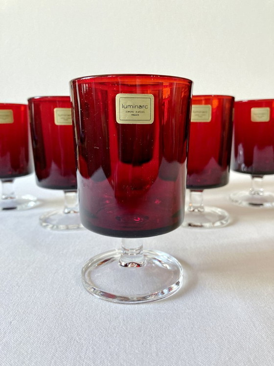 Image 1 of 6 bicchieri Luminarc con stelo, modello n. 2, Svezia, con scatola originale.