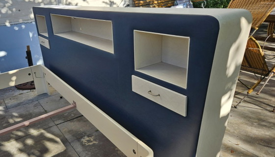 Vintage alert! Midcentury Space Age headboard with 70s Auping bed frame, Bedroom accessories, Metal, Wood (photo 33 of 48)