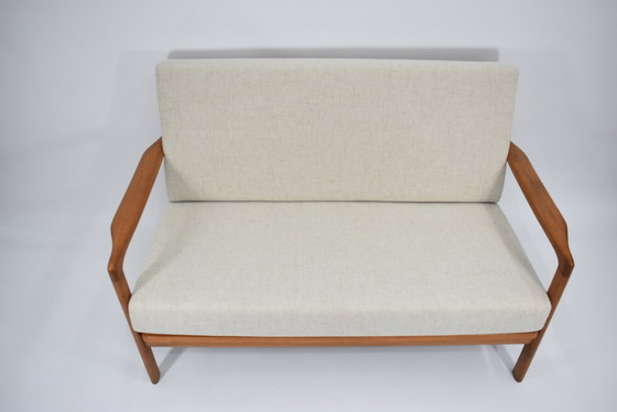 Image 1 of Two-Seater Scandinavian Sofa, Cappuccino & Teak