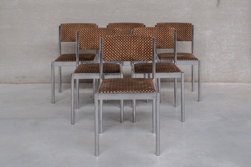 Zware chromen vintage eetkamerstoelen