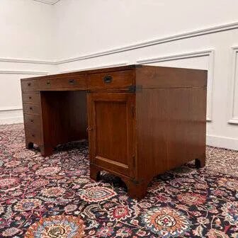 Scrivania da campagna Eichholtz classica inglese, Scrivanie, Legno, Ottone, Marrone, Chesterfield (foto 5 di 20)