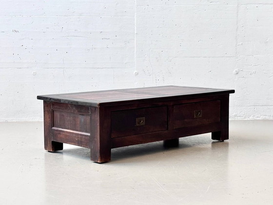 Massieve salontafel in koloniale stijl met 2 lades – Wood (photo 9 of 15)