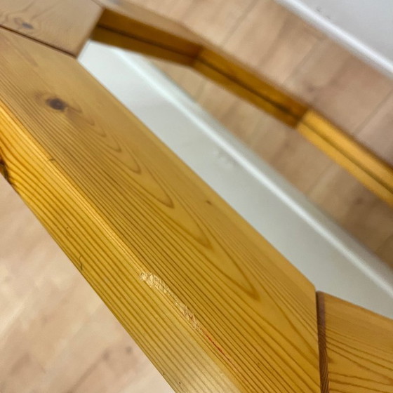 Image 1 of Grande specchio ottagonale in legno di pino, stile scandinavo, 1980
