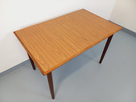 Image 1 of Rectangular dining table in vintage Scandinavian style, made of teak and melamine, from the 1950s and 60s.