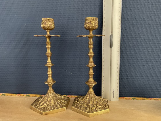 Image 1 of Paire de chandeliers en bronze 