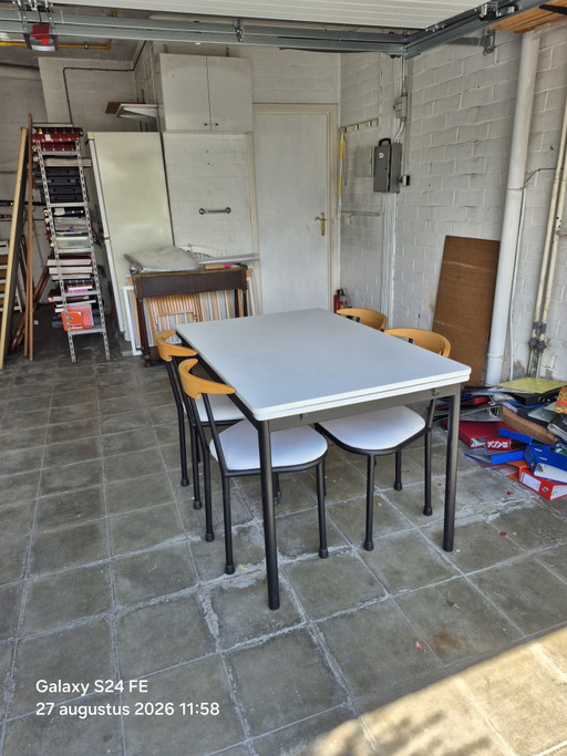 Vintage Tafel 4 Stoelen – eettafels, Metal, Wood