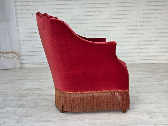 Años 70, Sillón danés, Terciopelo para muebles, Patas de madera de fresno. – Sillones, Velvet, Wood (photo 12 of 21)