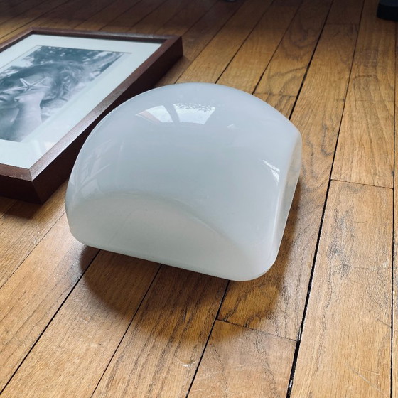 Image 1 of Lampada da soffitto in vetro opalino bianco, applique da parete quadrata, anni '60-'70, lampada vintage, 20 cm