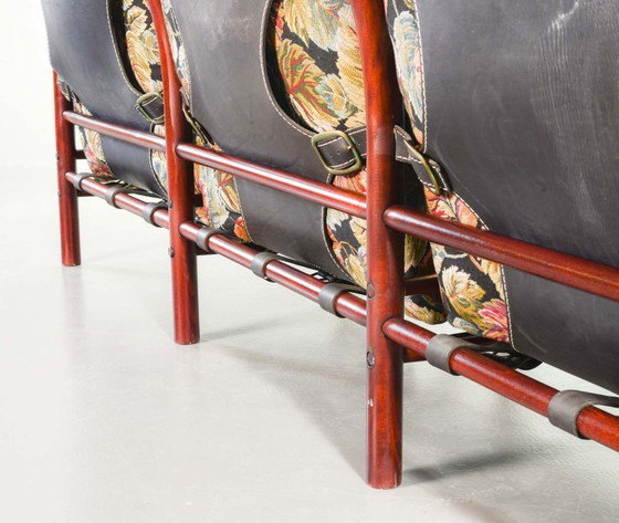 Image 1 of Beautiful Arne Norell 3-Seat ‘Ilona’ Rosewood Sofa for Arne Norell AB Aneby Möbler with Autumn Leaves Fabric Upholstery. Sweden.