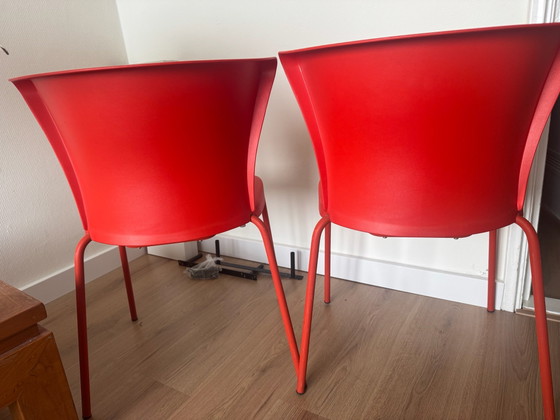 2x IKEA Designer Nicholai Wiig Hansen Stühle, Esszimmerstühle, Metall, Kunststoff, Rot (Foto 5 von 10)