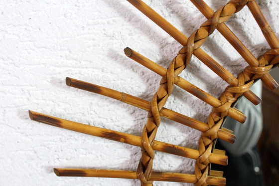 Image 1 of 1970s rattan sunburst mirror