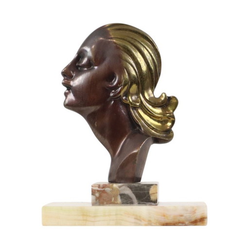 Bronzen Art Deco Beeld Vrouw – beeldhouwkunst, Marble