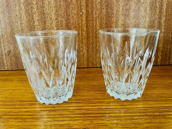 Image 1 of Vintage, Diamond Cut Water Glasses, Vereco / Duralex, France
