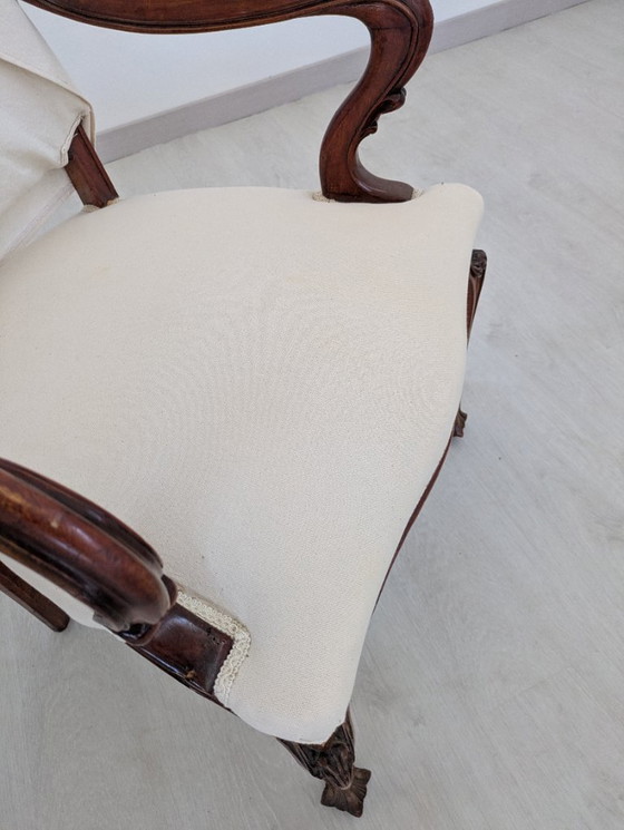 Image 1 of Art Nouveau - Sessel (2) - Holz, Stoff