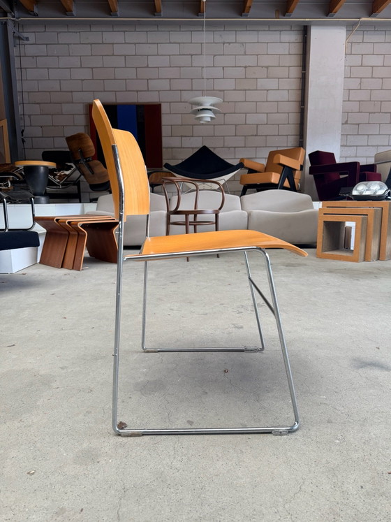 Set of 4 Howe 40/4 chairs, Dining chairs, Wood, Chrome, Brown (photo 11 of 15)