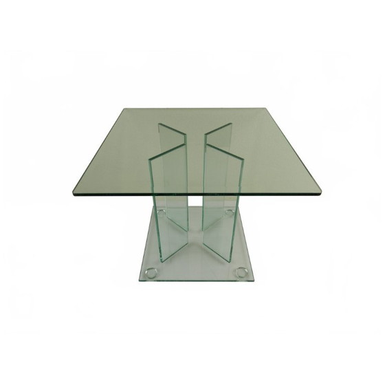 Image 1 of Table d'appoint postmoderne tout en verre des années 80 (style Leon Rosen / Peter Ghyczy)