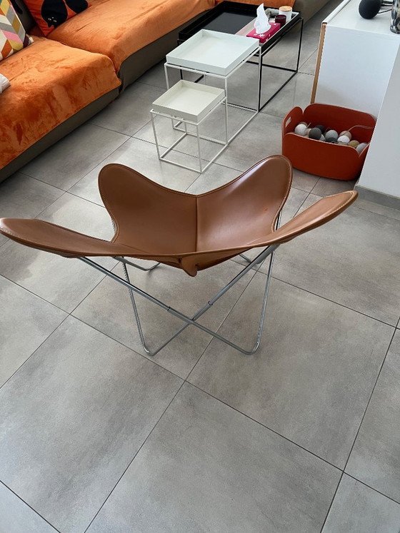 AA Butterfly Fauteuil van het merk AA[nd] - Natuurlijk bruin leer & Verchroomd frame. – Chrome, Leather (photo 3 of 7)