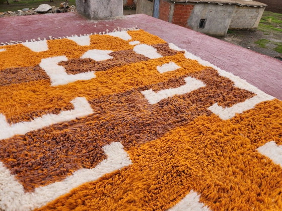 Tapis Beni Ouarain 300x200 cm – Laine épaisse, motifs berbères ocre & écru, – Coton, Bohemian (photo 2 of 11)